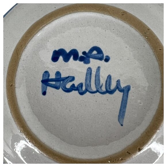 M A Hadley Pottery Happy Anniversary Trinket Dish Coaster 4 Inch Hand Painted VT - Picture 3 of 4